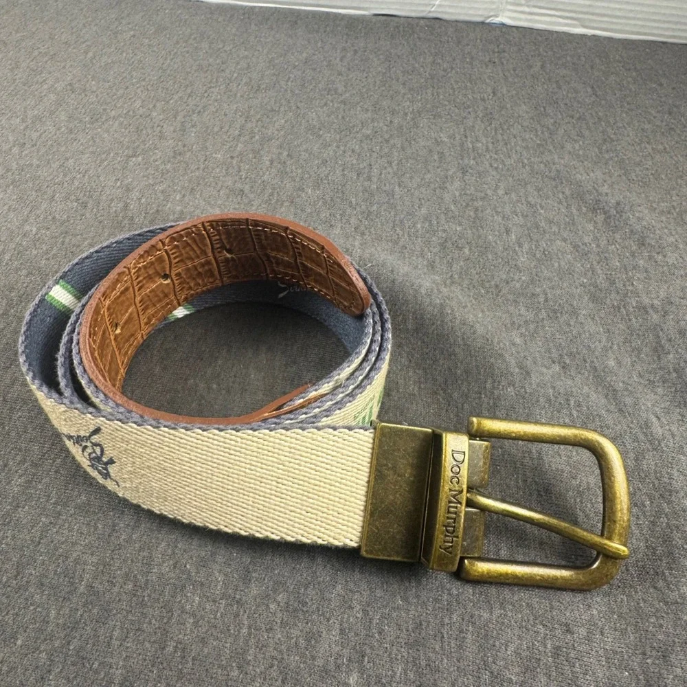 Doc Murphy Southern Hills First Tee Tulsa Reversible Web Belt Navy Cream Mens 38